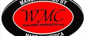 A red and black sticker with the words manufactured by wmc.