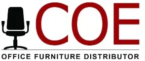 A red and white logo for the furniture district.