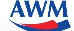 A blue and red logo for the awm