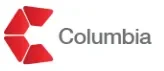 A red and white logo of columbia university.