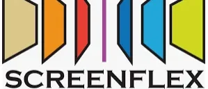 A logo for the screenflex portable room dividers.