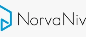 A black and white image of the norvam logo.