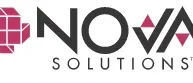 A black and white logo of novo solutions