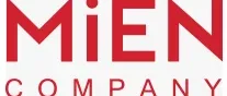 A red and white logo for mien company