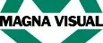 A green and white logo for magna visual.